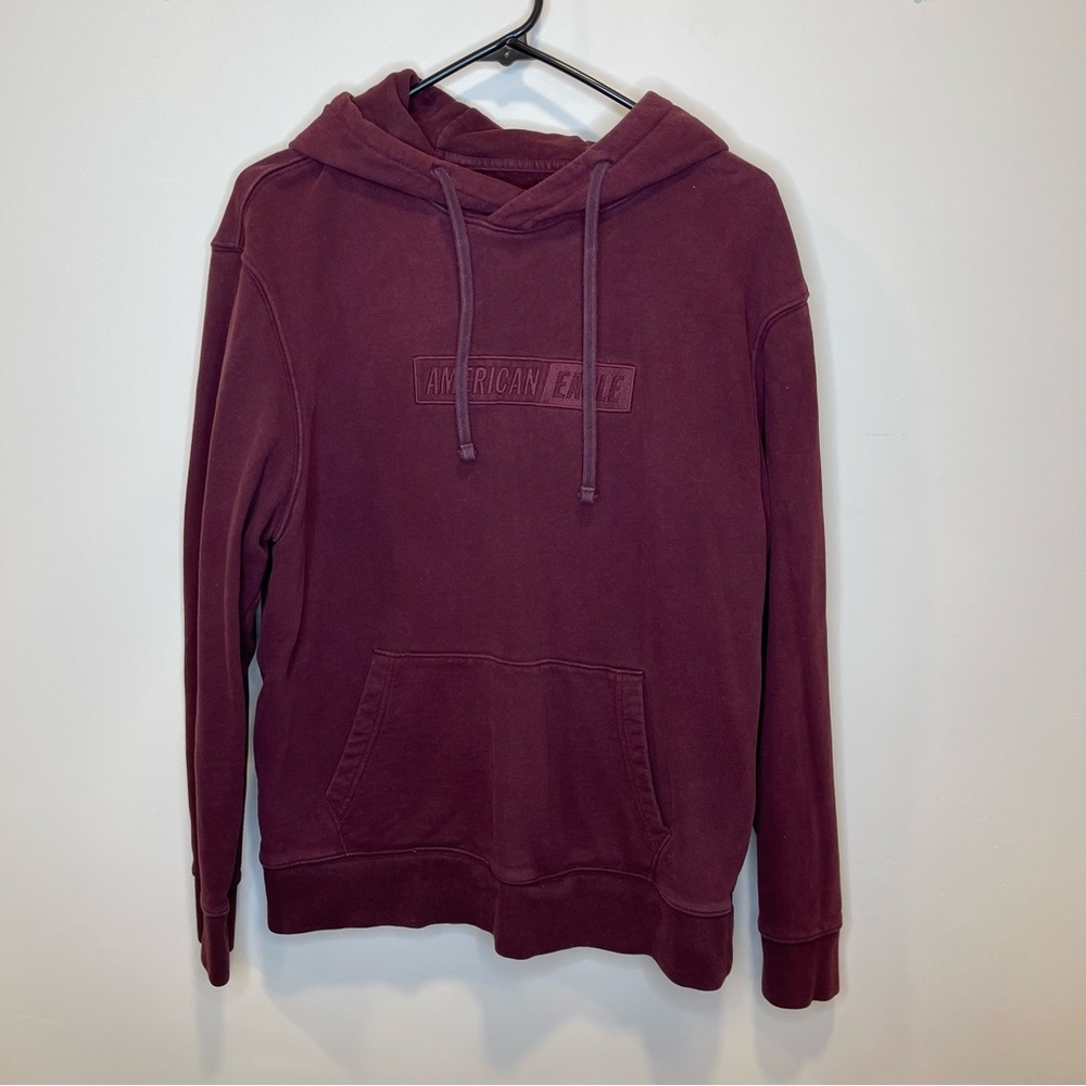 American Eagle Maroon Logo Block Hoodie